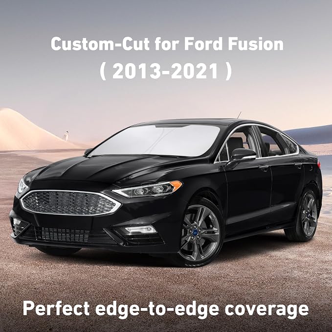 EcoNour Windshield Sunshade Compatible for Ford Fusion 2013-2019 2020 2021, Sun Visor for Front Windshield & Window Sun Shade Cover, UV Heat Blocker & Protector, Car Accessories