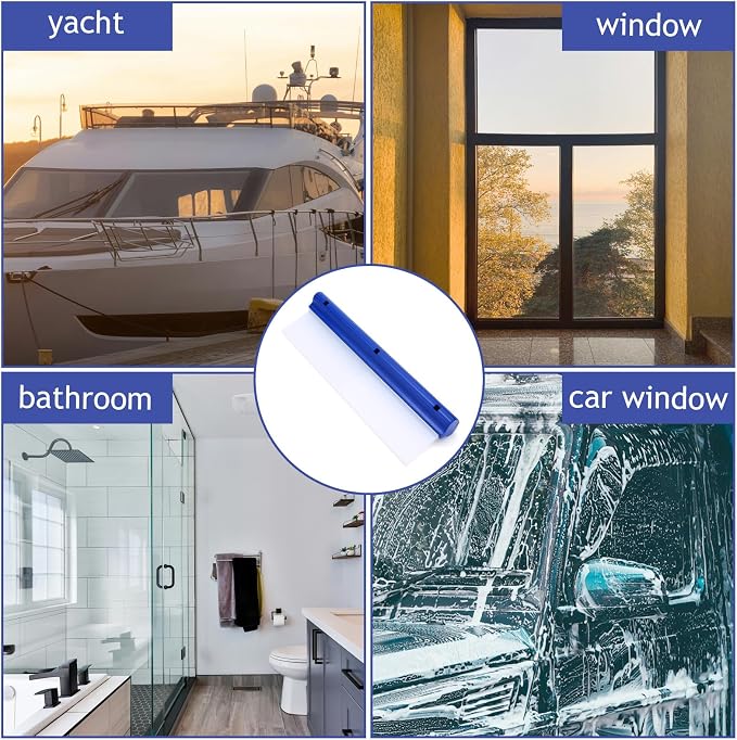 2 Pcs T Bar Car Squeegee for Window Cleaning, Silicone Car Squeegee for Drying Professional Flexible One Pass Water Blade Auto Water Blade Cleaning for Windshield, Glass, Bathroom, 12 Inch
