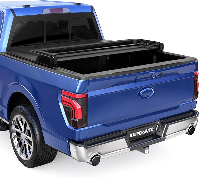 KUIPERAUTO 5.5 FT Tri 3-Fold Soft Folding Truck Bed Tonneau Cover On Top Compatible with 2015-2025 2026 Ford F150 F-150 Bed 3 Fold Styleside,67inch