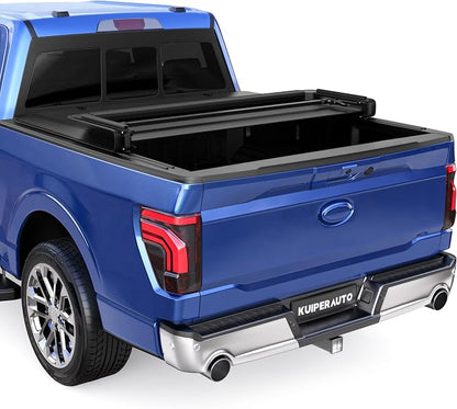 KUIPERAUTO 5.5 FT Tri 3-Fold Soft Folding Truck Bed Tonneau Cover On Top Compatible with 2015-2025 2026 Ford F150 F-150 Bed 3 Fold Styleside,67inch