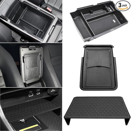 3PCS Center Console Organizer for Honda 2023 2024 2025 2026 CRV Accessories Middle Console Organizer CR-V Interior Armrest Insert Tray Hidden Storage Box Secret Compartment