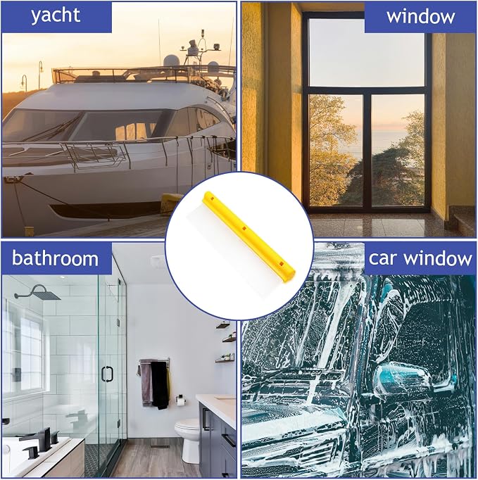 12 Inch Silicone Water Blade Car Squeegee -Yellow Windshield Squeegee, Glass Squeegee, Streak-Free, T-Bar Flexible Fast Drying for Auto Wash, Bathroom, Glass Doors