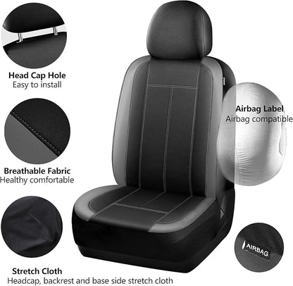 HChengkikz Car Seat Covers Full Set, Waterproof Neoprene Car seat Covers, Airbag Compatibable, Universal Automotive Comfort for Most Cars, Trucks, SUVs (Black + Darkgray)