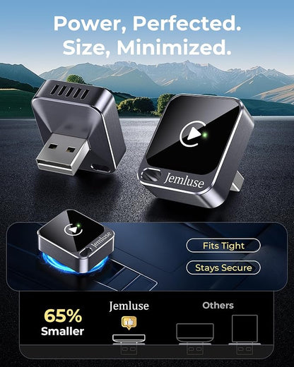 Jemluse Wireless CarPlay Adapter for Apple - Mini Size, Fast Stable Connection Convert Wired to Wireless Car Play Dongle for iPhone iOS 10+, Plug & Play for Cars from 2016+ w/USB-C (Grey)