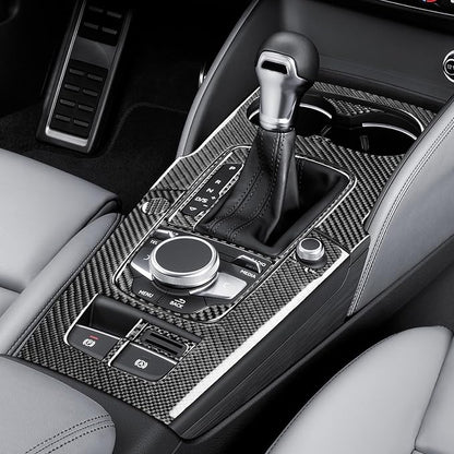 Real Premium Carbon Fiber Sticker Compatible with Audi A3 S3 RS3 8V 2013 2014 2015 2016 2017 2018 2019 Car Gear Shift Panel Water Cup Holder Panel Decor Kit Auto Interior Accessories 9pcs Black