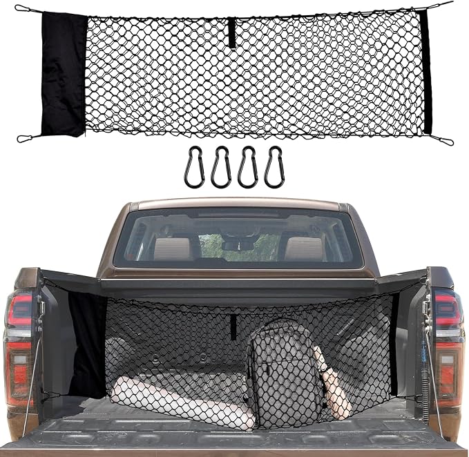 Cargo Net for Pickup Truck Bed, 50 x 17.7 inches, Compatible with Ford F150, F150/F250, Chevy Silverado, GMC Sierra - Upgraded Storage Bag