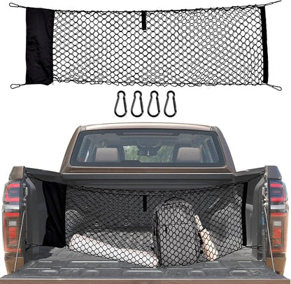 Cargo Net for Pickup Truck Bed, 50 x 17.7 inches, Compatible with Ford F150, F150/F250, Chevy Silverado, GMC Sierra - Upgraded Storage Bag