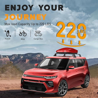 Anti-Theft 220lbs Heavy Duty Roof Rack Cross Bar Compatible with Kia Soul 2020 2021 2022 2023 2024 2025 2026 Roof Rack Cross Bars Aluminum Roof Racks Cross Rail