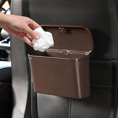 Car Trash Can, Waterproof Multi Functional Auto Trash Bin for Door/Console/Seat Back,Leak-Proof Trash Can for Car, Truck, SUV - Essential Car Accessories for Organization (brown2)