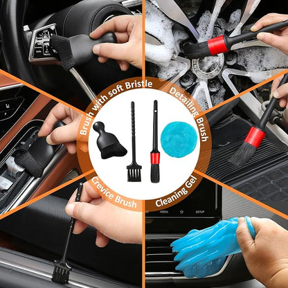 Qydipclin 10pcs Windshield Cleaner Tool, Car Window Cleaning Wash Kit with 4 Reusable Microfiber Pads 1 Spray Bottle and Extendable Handle Auto Glass Wiper Kit, Orange