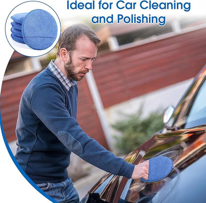 10 Pack Wax Applicator Pads, Microfiber Applicator Pad with Finger Pocket, Foam Car Wax Applicator Pad for Car Cleaning and Polishing (Blue)