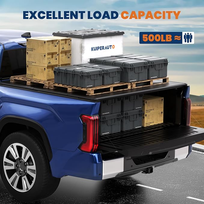 6.5FT Tri-Fold Hard Truck Bed Tonneau Cover Compatible with 2014-25 Tundra | Toyota Tundra Fleetside Fiberglass Truck Bed Tonneau Cover Combination of Fiberglass and PP Honeycomb Design (78in)