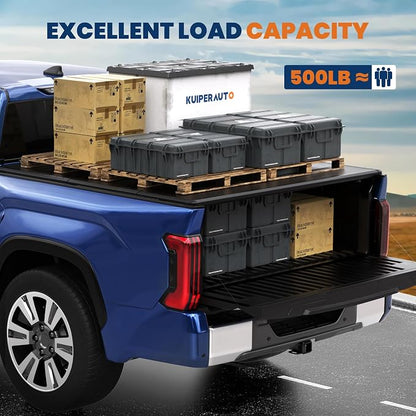 KUIPERAUTO Fiberglass 5FT Hard Tri Truck Bed Tonneau Cover Compatible for 2024 2025 Toyota Tacoma (Excludes Trail Special Edition Storage Boxes)