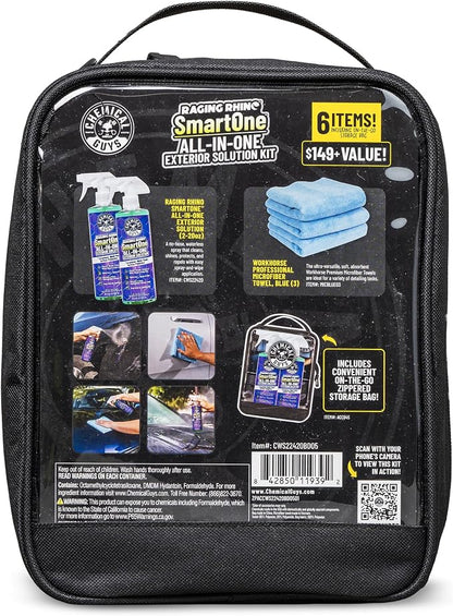 Chemical Guys Raging Rhino SmartOne 2 Pack With Storage Bag All In One Exterior Spray Microfiber Towels Giftable Waterless Wash And Quick Detail Set