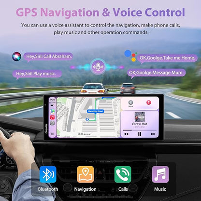 CarpurideW903S3 9.33 Inch HD Wireless Carplay & Android Auto Screen, 4K Front + Wired 1080P Rear + Infrared Camera, with Loop Recording, Bluetooth, GPS, FM, Super Link, 64GB TF