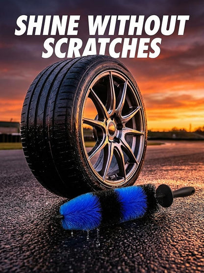 TAKAVU Master Wheel & Tire Brush, Easy Reach Wheel and Rim Detailing Brush Long Soft Bristle, Car Tire Brush, Wheel Scrub Brush, Multipurpose use for Wheels Rims Exhaust Tips Motorcycles (Blue)