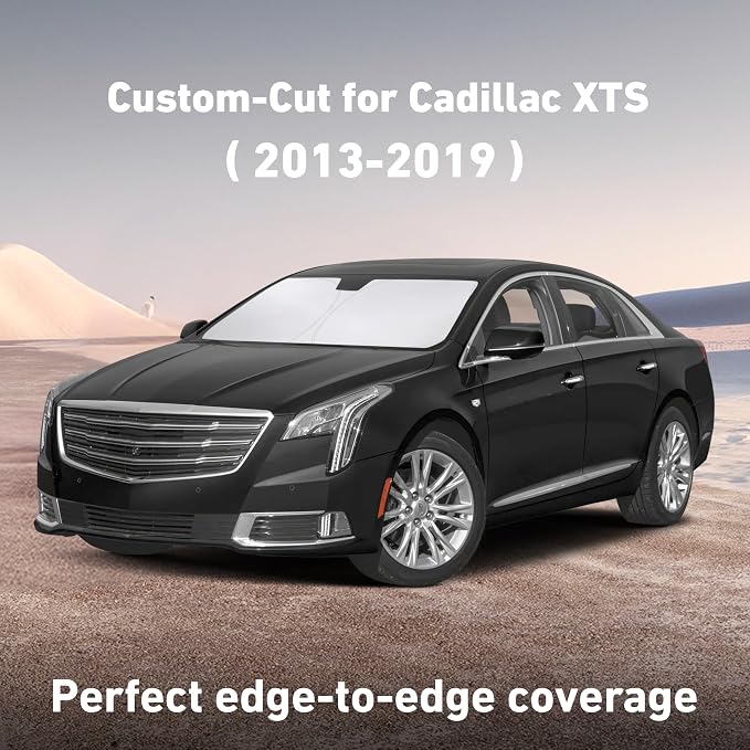 EcoNour Windshield Sunshade Compatible for Cadillac XTS 2013-2017 2018 2019, Sun Visor for Front Windshield & Window Sun Shade Cover, UV Heat Blocker & Protector, Car Accessories