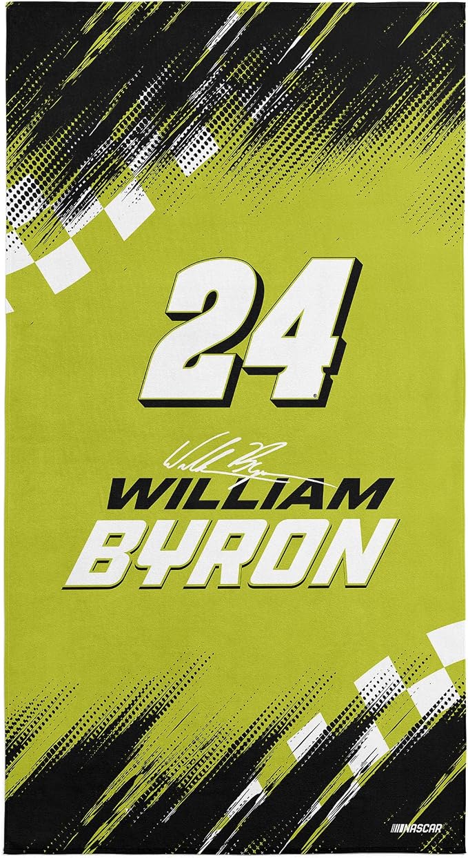 Northwest NASCAR William Byron Simple Speed Beach Towel, Cotton Blend Lightweight Bath, Pool Swim Travel Fan Gear, 30 x 60 Inch