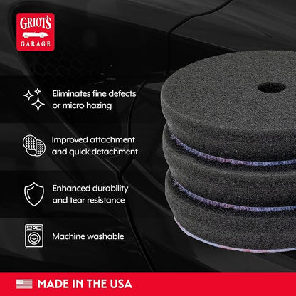 Griot's Garage BOSS 3” Finishing Foam Pads for Car Polishing and Detailing, Buffing Pads for Light Scratch Removal, Auto Wax, and Sealant Application, Set of 3