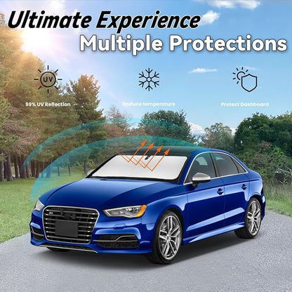 Windshield Sun Shade for Audi A3 2026 2025-2022, Car Front Window Sunshade with 240T Sun Visor Protector Blocks UV Rays Heat Sun Shield Accessories