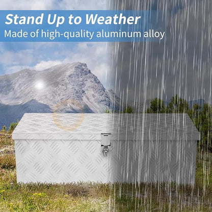 30" L x 14" W x 10" H Aluminum Truck Bed Tool Box | Pick Up RV Trailer Toolbox Storage Lockable Organizer with Side Handle and Lock Keys, Silver