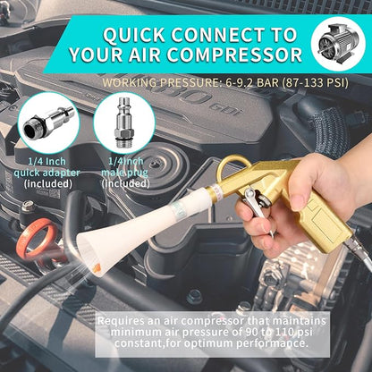 GOCCIDA Air Blow Gun Car Detailing Interior Car Cleaning Gun Car Dryer Air Blower for Car Detailing Air Gun Car Dust Cleaner Air Compressor Blower Gun with Nozzle and Auto Detailing Dusting Brush