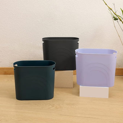 zoocatia Small Trash Can Garbage Can Container Bin with Handles 3 Gallons Plastic Wastebasket for Bathrooom, Bedroom, Office, Kitchen, Laudry Room, Dorm Room - Dark Grey