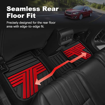 TTX LIGHTING Floor Mats Compatible with Subaru Crosstrek 2016-2017/Impreza 2012-2016/WRX 2015-2021, Custom Fit All Weather 1st & 2nd Row Floor Liners, Black & Red