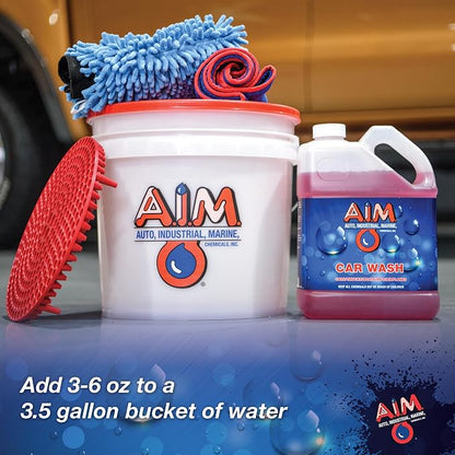 AIM Chemicals Car Wash - High Foam Formula Car Shampoo, Professional Car Wash Shampoo Compatible with Ceramic Coatings - Ideal for Foam Guns - Streak-Free Finish for Detailing - 5 Gal