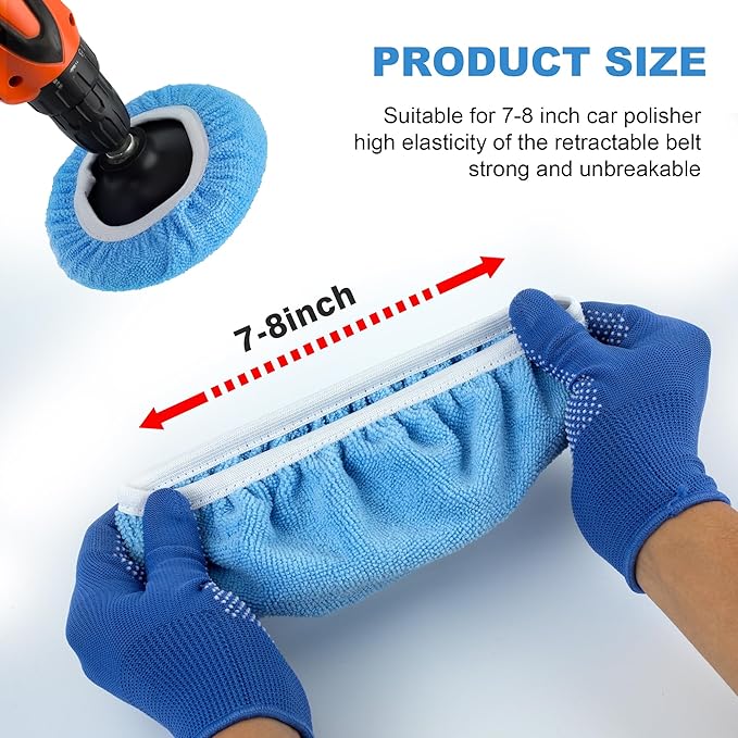 S SATC 20 PCS Car Orbital Buffer Pads Bonnet 7-8 Inch Microfiber Polishing Bonnet Buffing Pad for Car Polishing, Cleaning, Waxing