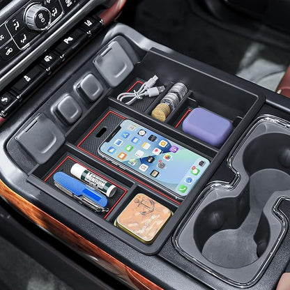 EDBETOS Console Organizer Compatible with 2014-2018 Chevy Silverado/GMC Sierra 1500 and 2015-2019 Silverado/Sierra 2500HD/3500HD Accessories Compartment Insert Tray - Full Console w/Bucket Seats ONLY