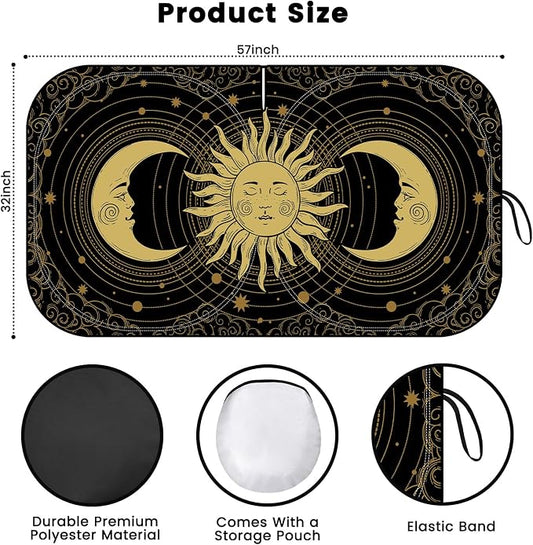 Windshield Sun Shade, Car Sun Shade Windshield, Reflector Sunshade Offers Ultimate Protection for Car Interior, Reflective Polyester Blocks Heat for Cars, Trucks, SUVs (57 x 31.5 in)