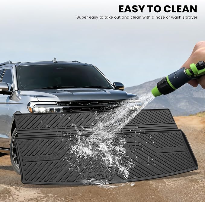 LASFIT Cargo Mat for Ford Expedition Standard&Lincoln Navigator Standard 2018-2024 Backrest Liner, Custom Fit All Weather Protector Split Design Easy Installation Trunk with Seatback Mat,4 pcs Black
