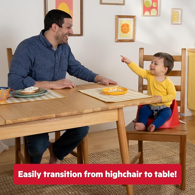 Bright Starts Disney Cars My Spot Easy-Clean Baby Booster Feeding Chair, 3-Point Harness, Washable Removable Straps, Red