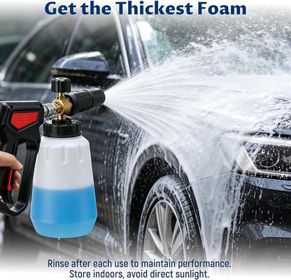 Lichamp Foam Cannon for Pressure Washer, 1000ml Wide Mouth Snow Foam Lance, 1/4 Inch Quick Connector, Adjustable Foam Thickness & Spray Width, Brass Head & Stainless Steel for Car, Driveway, Patio