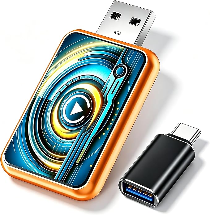 New Wireless Carplay Adapter for Apple iPhone & Android，Multi-User, No Latency - Convert Wired to Wireless Car Play Adapter for iOS 10+/Android 11+/Type-C Port with 2016+ Car