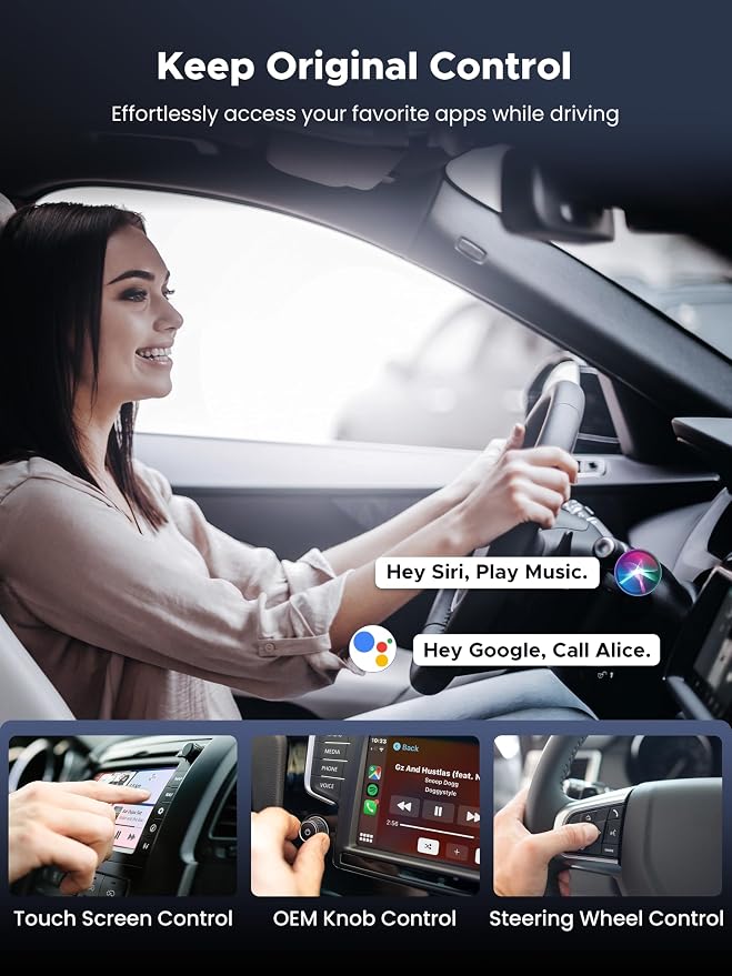 4-in-1 Wireless CarPlay Adapter for Streaming Netflix/YouTube/TikTok/TF Card, 2026 Magic Video AI Box & Android Auto Dongle [Dual Band WiFi, Autolink Pro] Plug & Play, Fits for OEM Wired Car Play Car