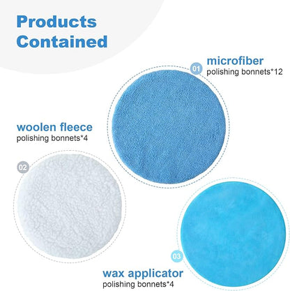 S SATC 5-6 Inch Car Polishing Bonnet Pads 20 PCS Microfiber Buffing Pads Fit Orbital Buffer for Car, Glass, Waxing