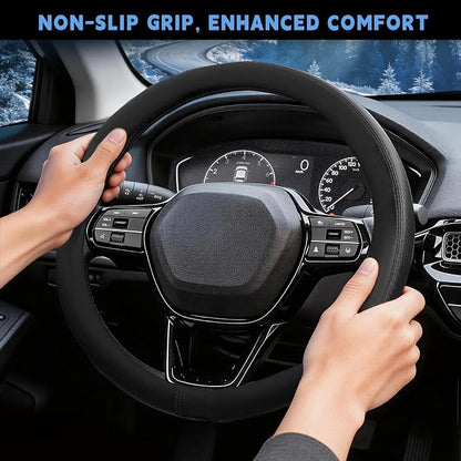 Steering Wheel Cover for Honda CRV Accord Civic HRV Pilot Odyssey Passport, Standard Size 14.5-15", Carbon Fiber Black