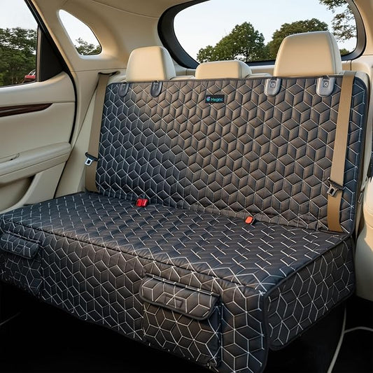 Meginc Dog Car Seat Cover for Back Seat, Waterproof Non-Slip Bench Protector for Dogs, Durable 600D Scratch Proof Seat Cover for Hair, Scratches, Travel and Daily Use in Mid-Size Cars, Mid-Size SUVs