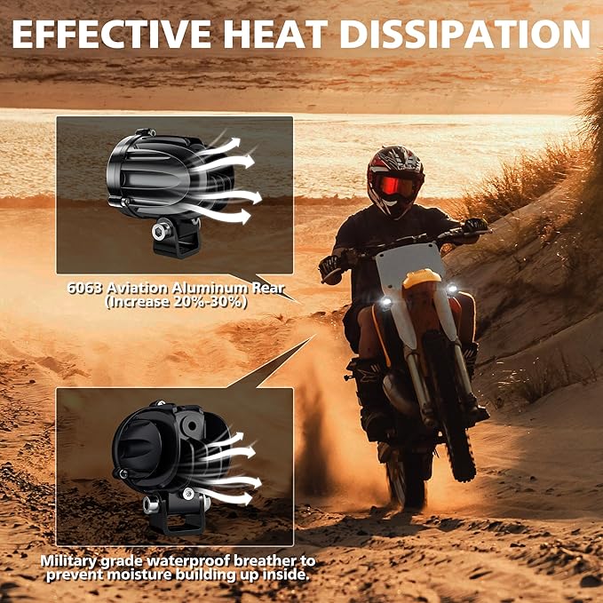 4WDKING 2" Motorcycle Accessories 20W Spot Driving Light Waterproof Off-Road Work Lamp for Motorcycle, ATV, UTV, Dirt Bike, 4x4 Pickup Truck, Boat, Trailer （2PCS）