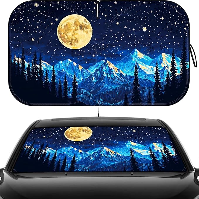 Windshield Sun Shade - Windshield Sun Shade Foldable, Car Sun Shade Windshield Keeps Interior Cool, Foldable Sunshade for Car Windshield with Storage Bag for Cars, SUVs, 55'' x 32''