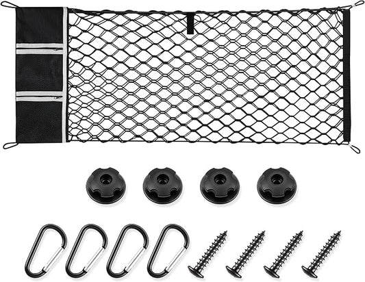 Amiss Truck Bed Cargo Net with Side Organizer, Fits for 2021-2026 Chevy Suburban&Tahoe|GMC Yukon&Yukon XL| Escalade, Portable Storage for Pickup Cargo and Heavy Duty Hook, Car Exterior Accessories