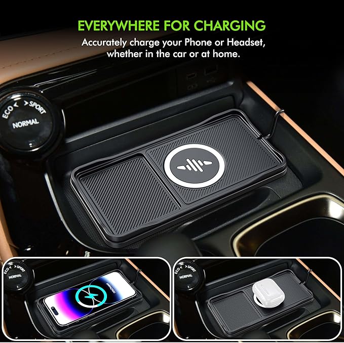 Wireless Car Charger,LANSEMKU Car Wireless Chargers Charging pad Non Slip 15w Fast Charger for Car Wireless Phone Charger for iPhone 16/15/14/13/12 Pro Max,Samsung for Android (Black-100cm Cable)