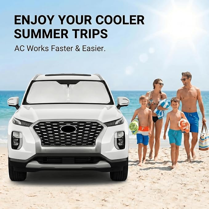 for Kia Telluride Windshield Sun Shade 2020-2025, Double Layer 240T Front Window Shade, Custom Fit UV Blocking Foldable Sun Visor, Summer Car Accessories Must-Have