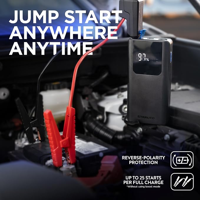 Car Battery Jump Starter, 12V Portable Jump Starter Battery Pack, Jumper Cables, Storage Case, USB-A/USB-C Cable, Rechargeable, Power Bank, Emergency Flashlight, 1200A Peak Current, 83603