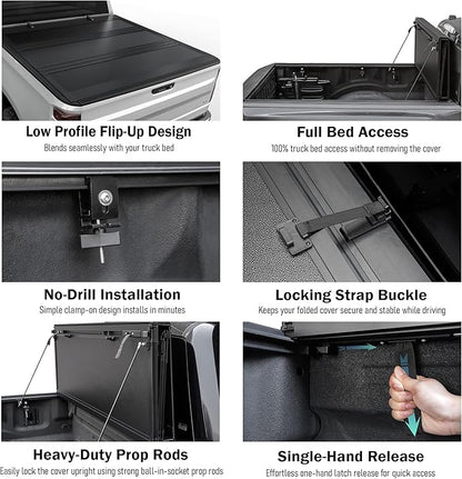 Toptiny Low Profile Flip Up Truck Bed Tonneau Cover Fits 2022-2026 Toyota Tundra 6'6" Bed (78.7")
