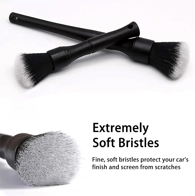 Ultra-Soft Car Detailing Brush Set, Scratch-Free Cleaning Brushes for Interior and Exterior, Air Vents, Dashboard, Wheels, Engine Bay, and Leather Surfaces