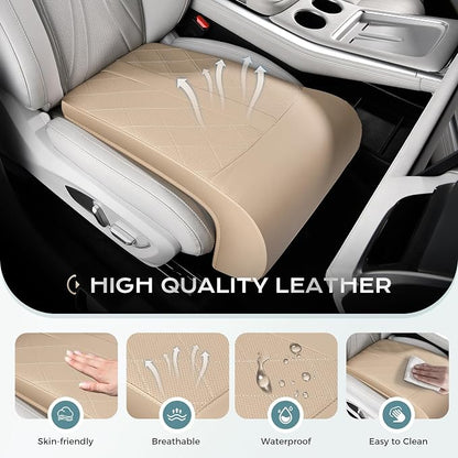 Coverado Car Leg Extender, Car Seat Leg Support Pad, Car Leg Extension Cushion for Driver Seats, Universal Car Seat Extender Leg Support, Leather Automotive Seat Cushion for Long Driving (Beige)
