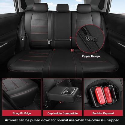 FREESOO RAV4 Seat Covers Full Set Custom Fit for Toyota Rav4(Only Hybrid) 2019 2020 2021 2022 2023 2024 2025 LE/XLE/XLE Premium/Limited, Faux Leather Car Seat Cover, Airbag Compatible, Black Red